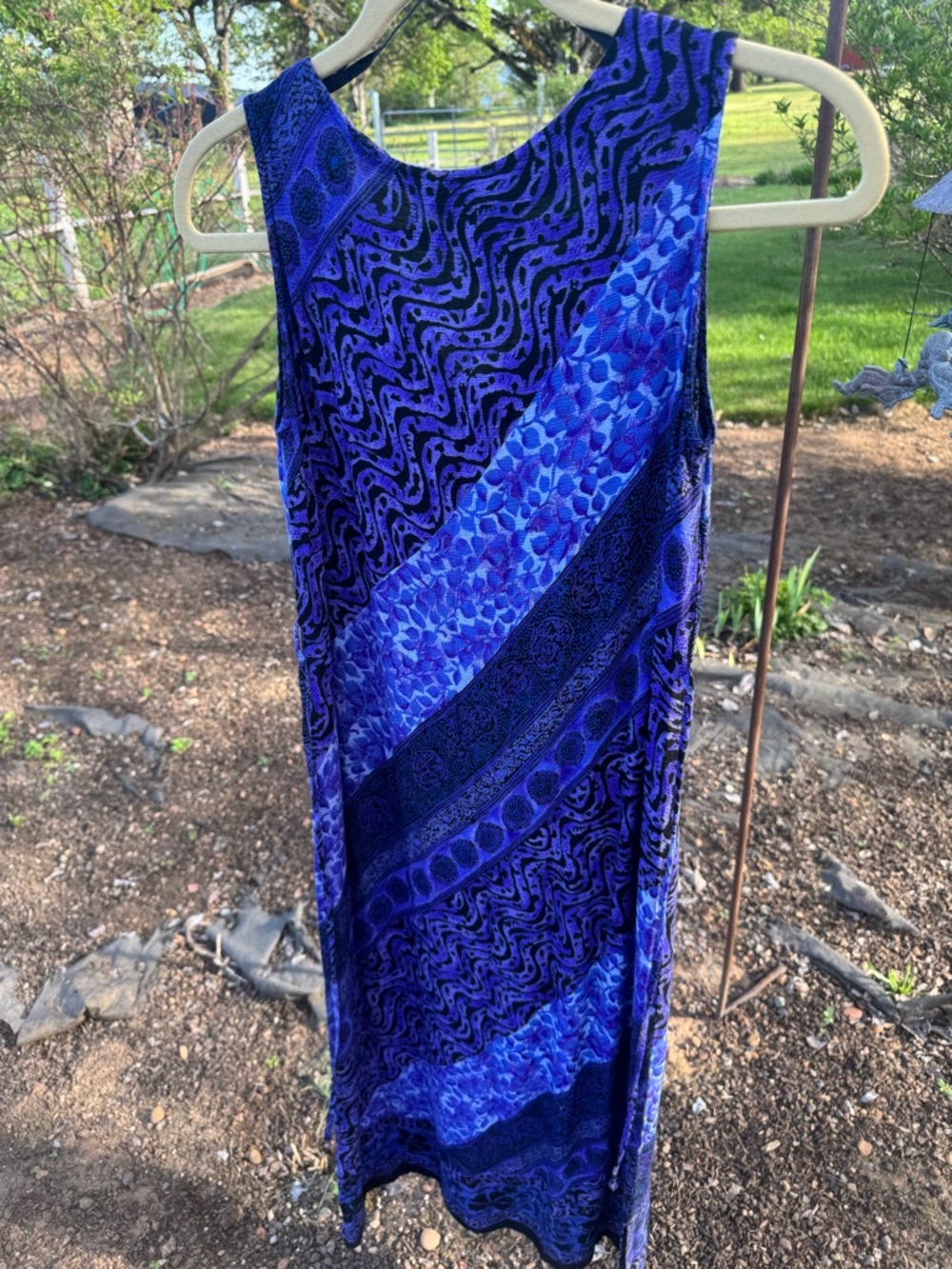 Rabbit Designs Sleeveless Purple Patterned Maxi Dress
